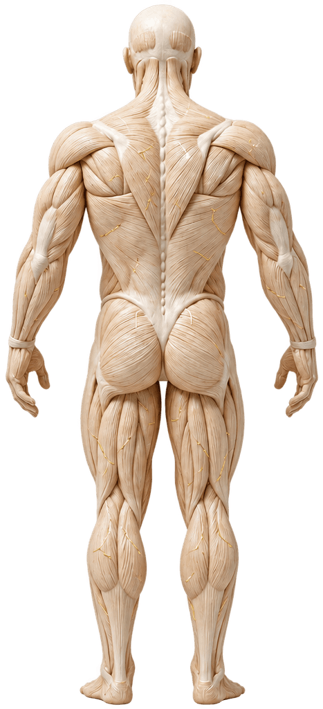 Human muscle anatomy, back view