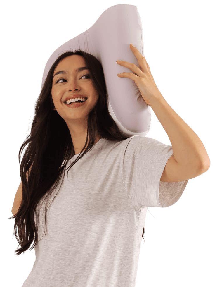 Woman holding a pillow